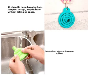 Collapsible silicone funnel with hanging hole for easy cleaning and compact storage