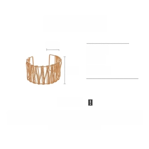 Detail view of rose gold hollow mesh bangle showing dimensions 6.9cm height and 29.5g weight