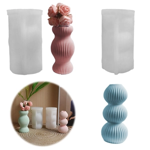 Cylindrical Striped Silicone Mold For DIY Candle Holder Plaster Vase Bubble Ball Pattern Modern Home Decor Crafting Tool