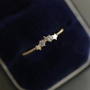 Minimalist 14k gold plated sterling silver star ring with sparkling zircon stones