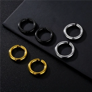 Round Hoop Ear Clips Non-Pierced Minimalist Titanium Steel Geometric Polished Jewelry For Men Women
