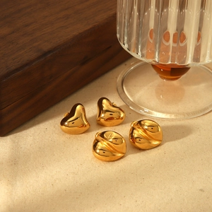 Geometric Heart And Coffee Bean Stud Earrings 18K Gold Plated Stainless Steel Minimalist Fashion Jewelry For Women