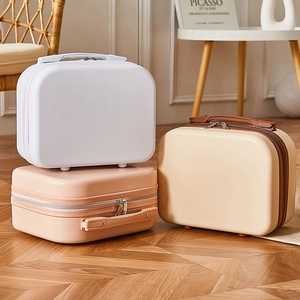 Mini Suitcase Vanity Case ABS PC Hard Shell Waterproof Travel Makeup Box Portable Handheld Cosmetic Organizer Macaron