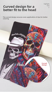 Side view detail of professional curved hair highlighting board with skull graffiti print
