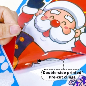 Double-sided printed Santa Claus static cling sticker for Christmas window decoration