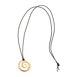 Minimalist spiral donut pendant necklace with adjustable long cord for women