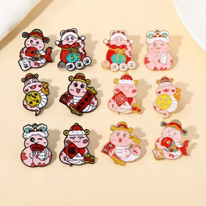 Cartoon Pink Snake Enamel Pin Alloy Year Of The Snake Brooch Chinese New Year Festive Animal Badge For Women Men Jewelry