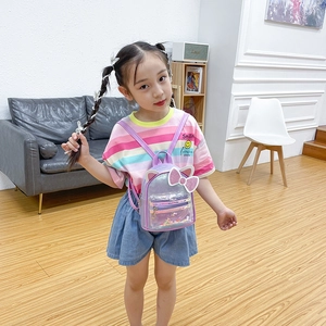 Cute lavender mini backpack with cat ears and pink sequin bow for kids fashion