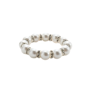 Elegant pearl napkin ring with crystal-studded spacers for wedding table decoration