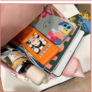 Pink rabbit plush backpack with spacious interior compartments and cute cartoon aesthetic