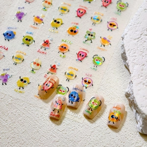 Aurora fruit themed cartoon nail art stickers with glitter finish and mini nail samples