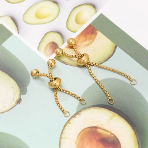 Close-up of 18K gold-plated stainless steel adjustable pull chain sliders for DIY jewelry