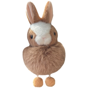 Cute bunny plush keychain made of soft faux fur with long ears and round body design