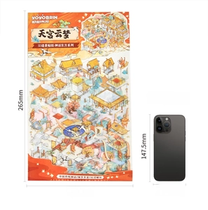 3D Mythical Oriental sticker set size comparison with iPhone 14 Pro reference
