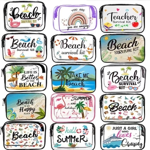 Transparent Cosmetic Bag PVC Clear Makeup Pouch Waterproof Toiletry Organizer For Travel Beach Survival Kit Zipper Closure Portable
