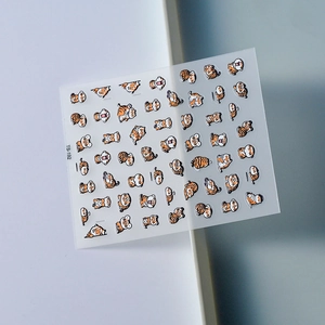 Cute cartoon tiger 5D embossed nail stickers with orange animal patterns on TS-192 sheet