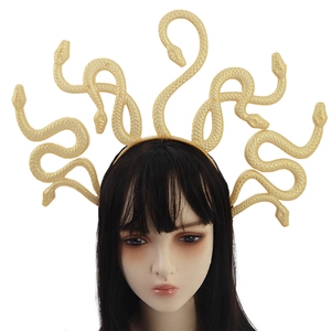 Golden Medusa snake headband for Halloween cosplay, Greek goddess hair accessory for women