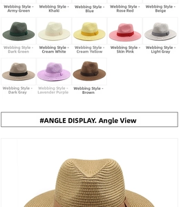Dettaglio dei cappelli di paglia con ampia gamma di colori e nastri decorativi