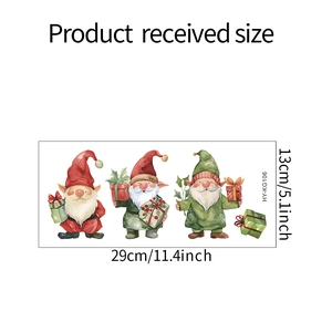 Watercolor Christmas gnomes wall sticker set dimensions showing 29cm x 13cm size