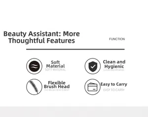 Detail of flexible mascara wand head with soft bristles and hygienic portable design