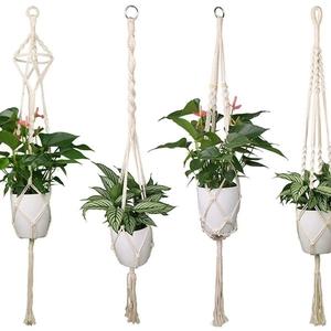 Macrame Plant Hangers Cotton Rope Handmade Weaving Hanging Basket Flower Pot Holder Bohemian Indoor Outdoor Garden Decor
