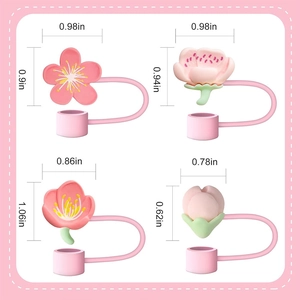 Size chart for pink cherry blossom silicone straw covers for 8-10mm Stanley straws