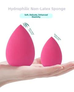 Macro view of non-latex beauty blender sponge expanding in size after soaking in water