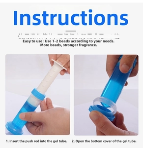 Guide showing how to apply the floral toilet cleaning gel onto the bowl surface