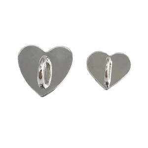 Polished silver heart-shaped metal DIY accessories set on white background