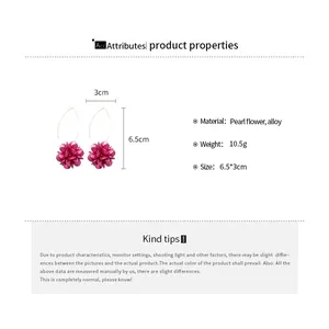Guida alle dimensioni dettagliate per orecchini a fiore di perla misura 6,5 cm per 3 cm di larghezza