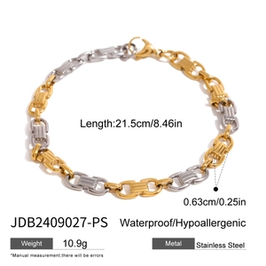 Bracelet chaîne gourmette bicolore en acier inoxydable étanche et hypoallergénique