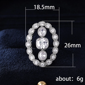 Luxury oval silver finish engagement ring with clear cubic zirconia in velvet box