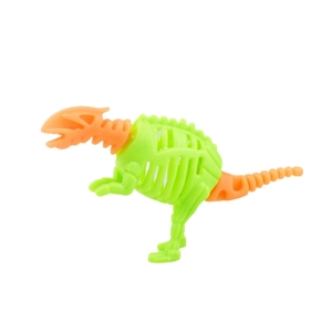 DIY assemble dinosaur skeleton toy with bright fluorescent green and orange plastic parts