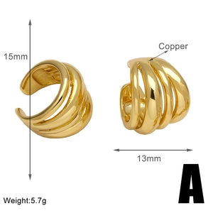 Detailed size and weight specs for multi-layer gold-plated copper non-pierced ear cuffs