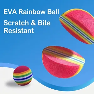 Palline arcobaleno in schiuma EVA per gatti con alta elasticità e design a strisce colorate
