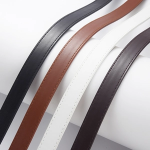 Kids' PU leather belts in four colors with fine stitching and classic pin buckle design