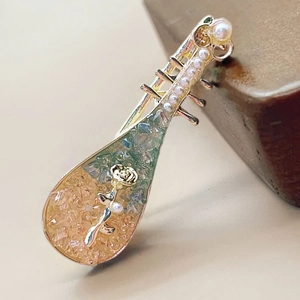 Pince À Cheveux Forme Pipa Vintage Alliage Style Chinois Rose Fleur Künstliche Perle Ornée Rétro Clip Bec De Canard Bijoux Cheveux