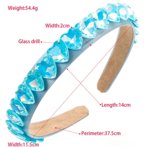 Blue crystal baroque heart headband with sparkling glass drills for elegant women