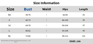 Size chart detail for leopard print halter dress showing bust and hips measurements