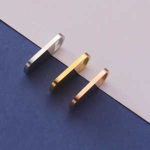 Polished rectangular stainless steel tags in silver, gold, and rose gold for DIY jewelry