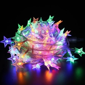 Multicolor LED star string lights for festive Christmas tree and window decoration