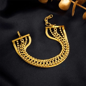 Multilayer Bracelet Stainless Steel Gold Plated Snake Bead Cuban Link Wide Chain Punk Hip Hop Retro Jewelry For Women
