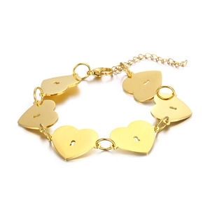 Élégant bracelet à maillons en forme de cœur plaqué or 18 carats avec motif arbre de vie