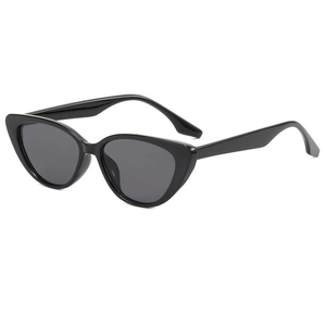 Classic retro black cat-eye sunglasses with thick frame and dark grey UV lenses for women