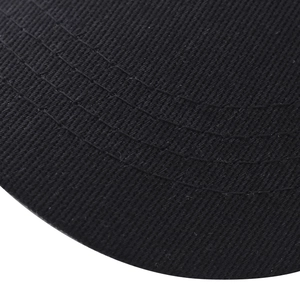 Detail of black cotton twill baseball cap brim featuring four parallel reinforcement seams