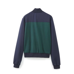 Veste de baseball rétro pour hommes en bleu marine et vert foncé, vue de l'arrière
