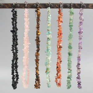 Natural irregular gemstone chip necklaces in multiple colors for a summer vacation look
