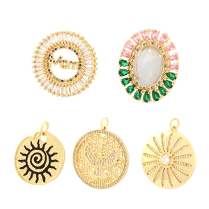 Golden punk style pendants featuring MAMA lettering and zircon micro-pave eagle designs