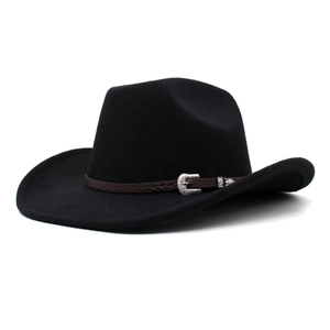 Cappello da Cowboy Western per Uomo Donna Vintage in Cotone Feltro Fedora con Fibbia in Pelle Tesa Larga Jazz Hat Viaggio Sole