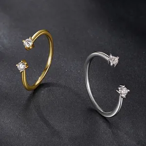 Elegant S925 sterling silver open rings with moissanite in gold and silver finish